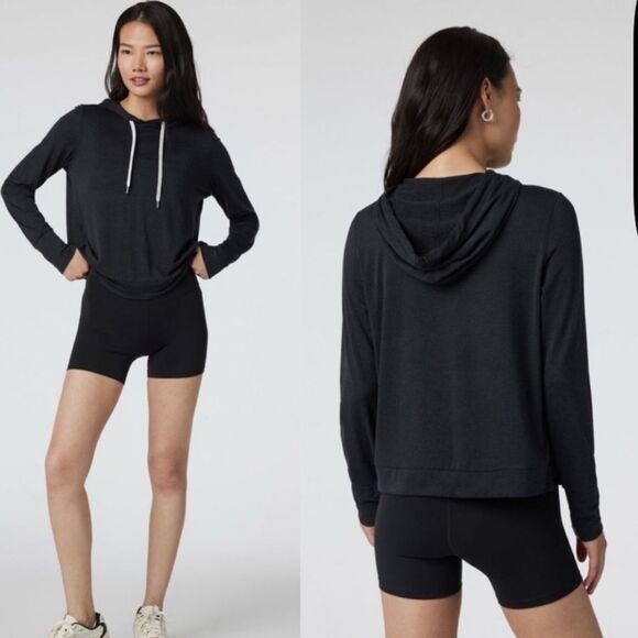 VUORI halo essential hoodie in black heather Small NWT $115 - Picture 2 of 9